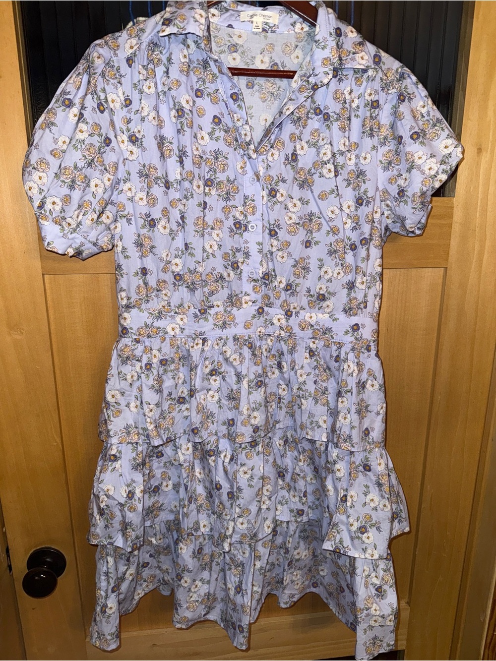 Carole  Christian Dress Size L, Purple Floral Riffles
